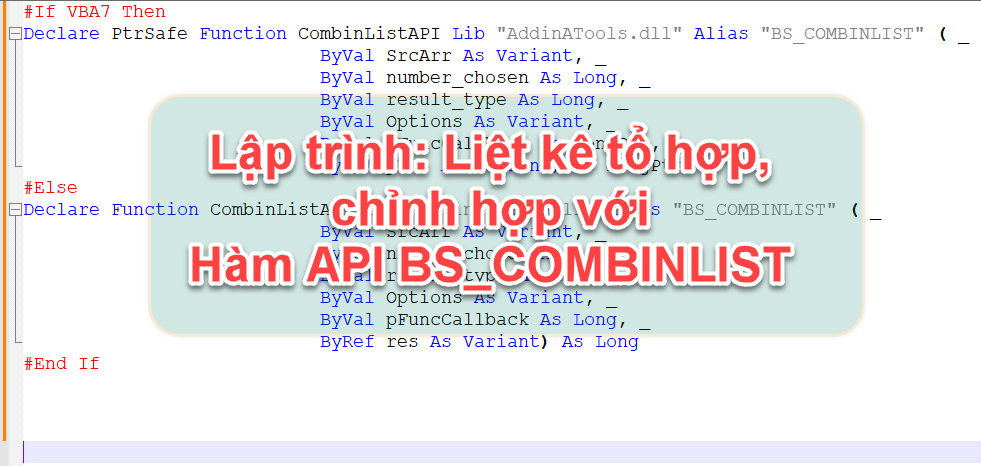 Lập trình liệt kê tổ hợp, chỉnh hợp lặp, chỉnh hợp không lặp với hàm API COMBINLIST của Add-in A-Tools