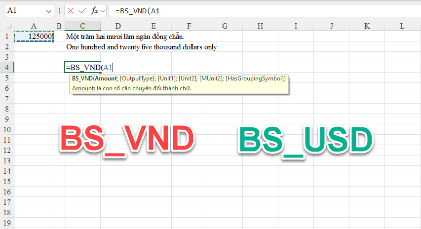 Hướng dẫn hàm Đọc số thành chữ BS_VND và BS_ÚSD