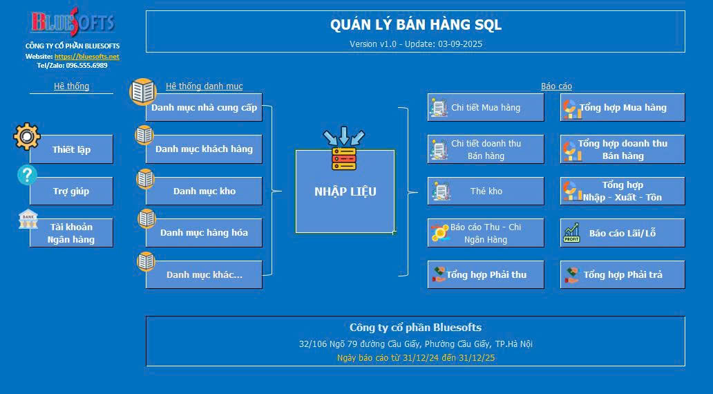 Chương trình quản lý bán hàng SQL làm bằng Excel với hàm BS_SQL của Add-in A-Tools