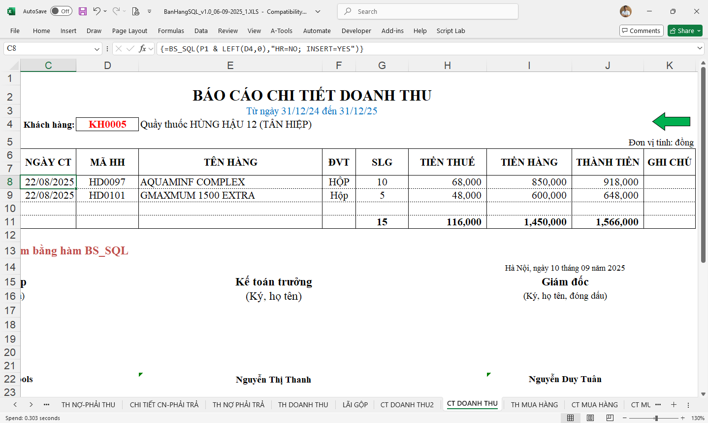 Hướng dẫn hàm BS_SQL Tạo báo cáo chi tiết chỉ dùng chuột